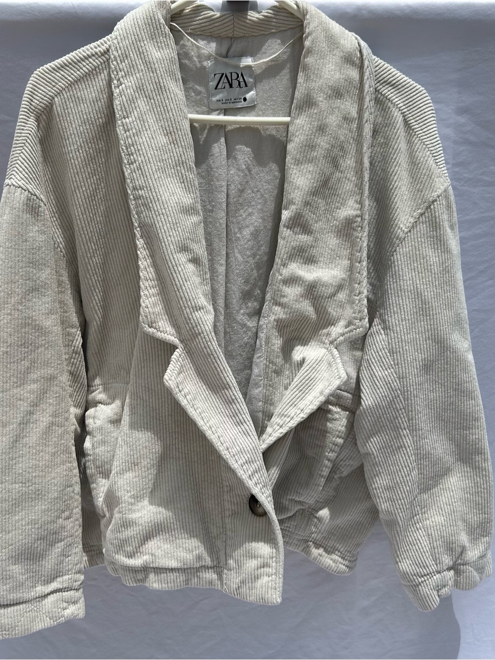 Zara Cream Cropped Corduroy Blazer - Picture 2 of 13